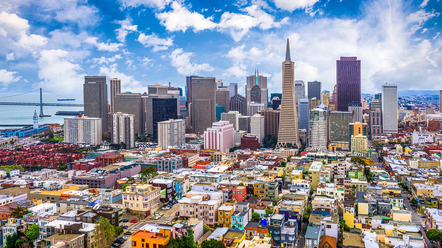 An image of the skyline of the San Francisco Bay Area